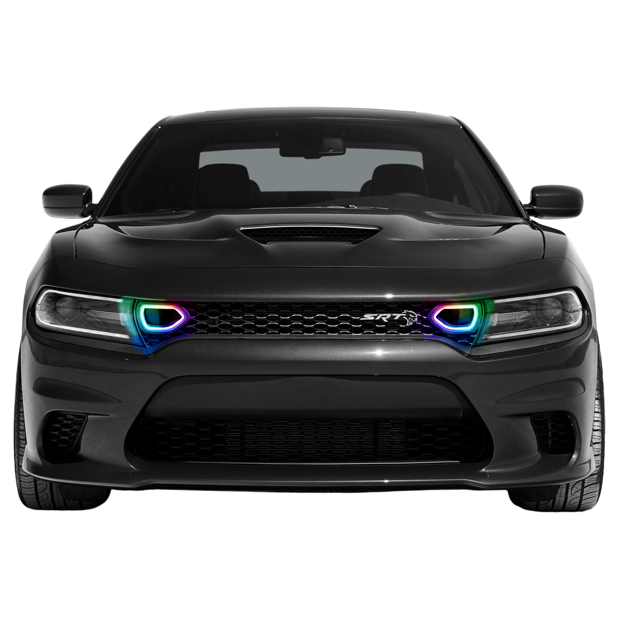 2019+ Dodge Charger Snorkel Air Intake Multicolor Halo Kit - RGB Halo Kits Multicolor Flow Series Color Chasing RGBWA LED headlight kit Oracle Lighting Trendz OneUpLighting Morimoto theretrofitsource AutoLEDTech Diode Dynamics