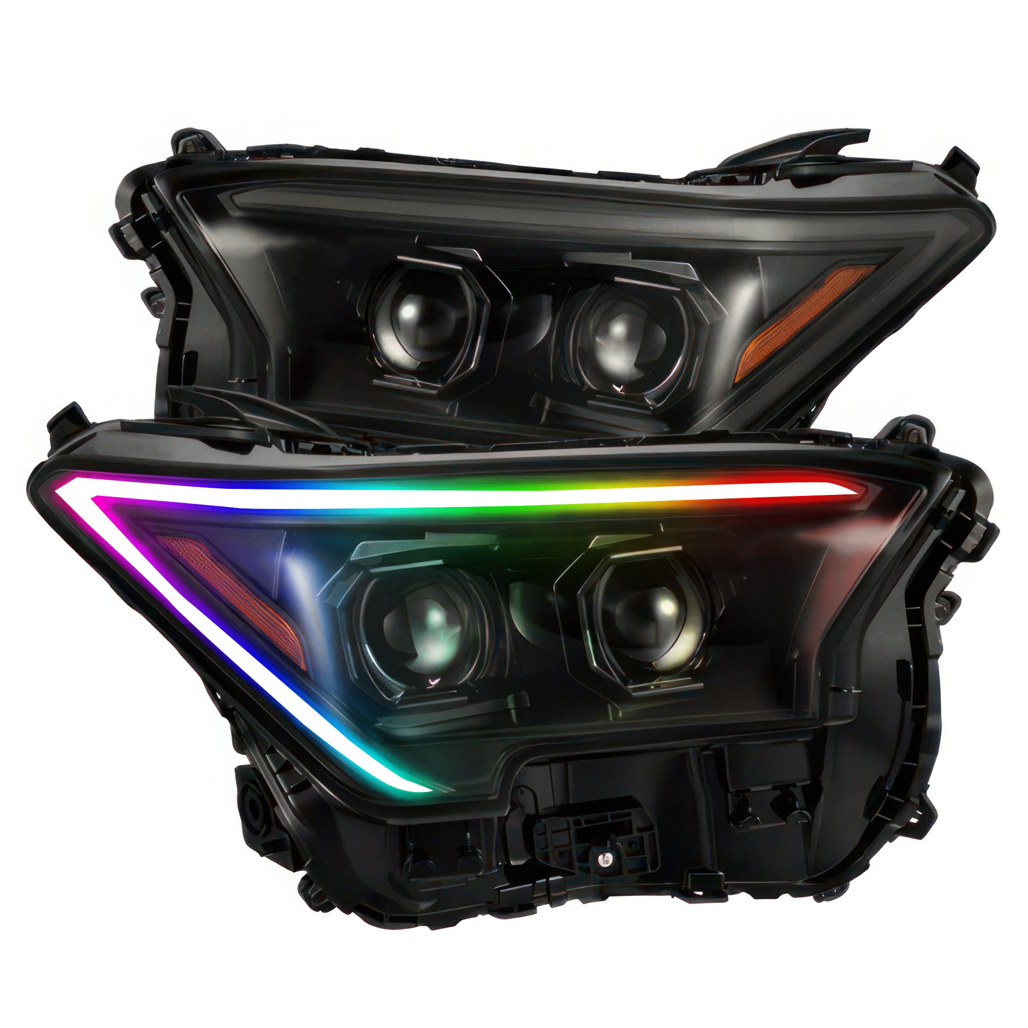 Toyota Tacoma: Multicolor Flow Series Alphablack Headlights (2024-2025) | Alpharex – Custom Multicolor LED Lighting by RGB Halo Kits