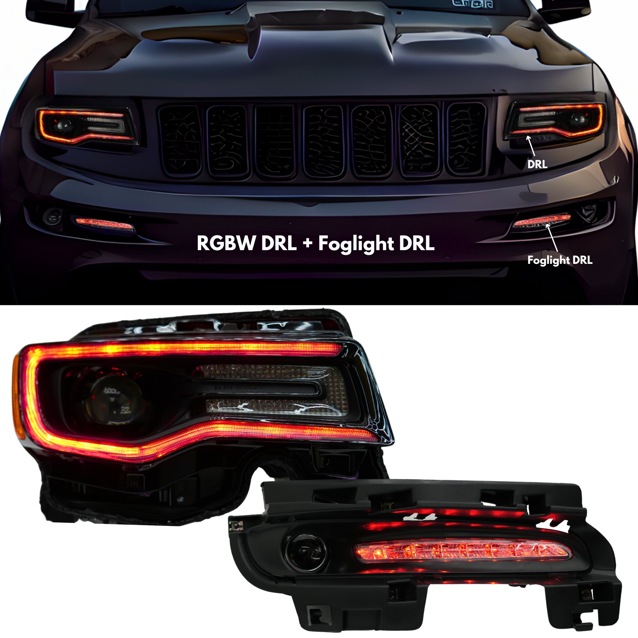 Jeep Grand Cherokee Multicolor DRL Boards (2014-2021) – Custom Multicolor LED Lighting by RGB Halo Kits