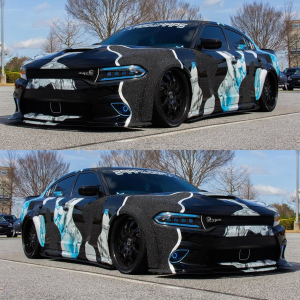 Dodge Charger: Multicolor Flow Series NOVA LED Alpha Black Headlights (2015-2023) – Custom Multicolor LED Lighting by RGB Halo Kits