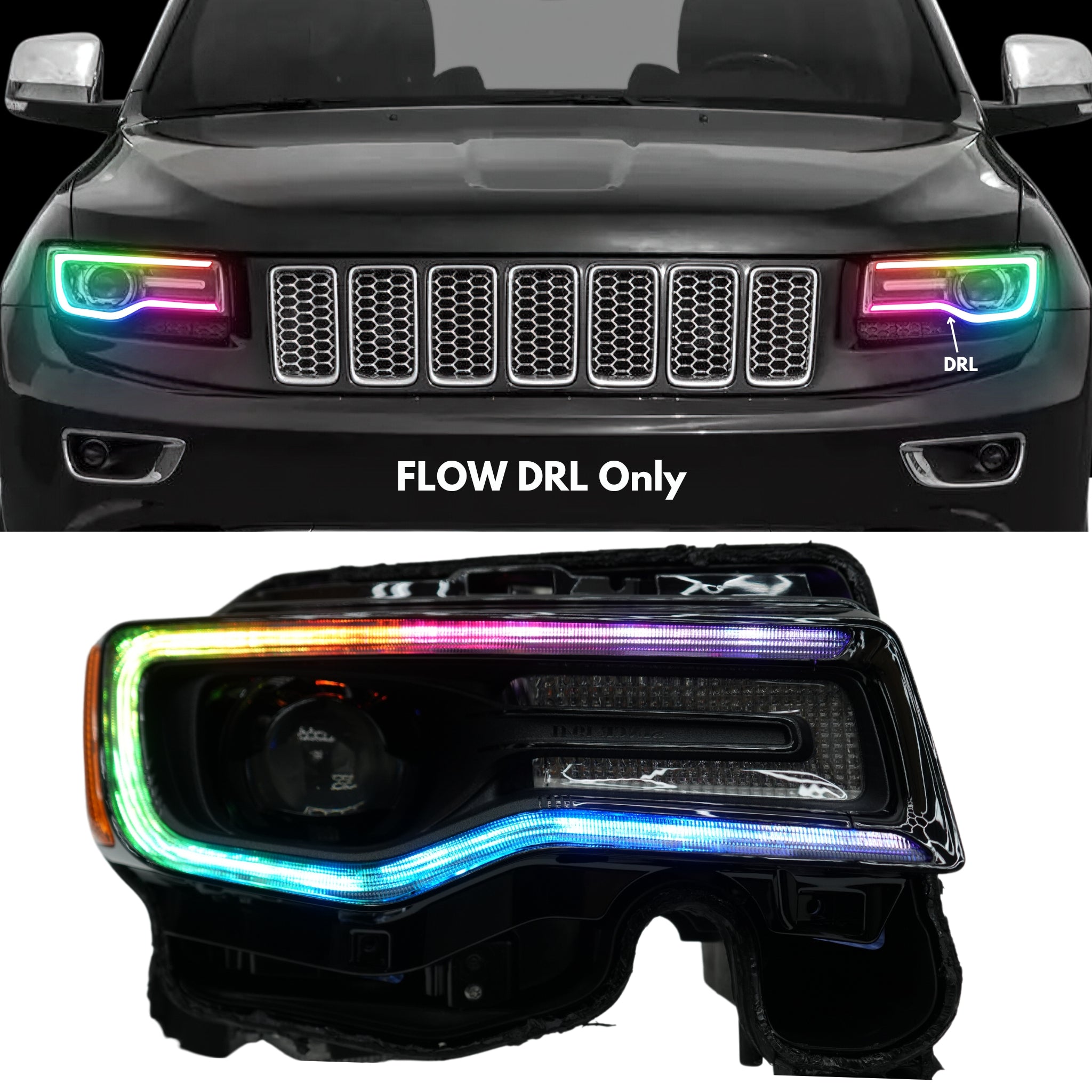 Jeep Grand Cherokee Multicolor DRL Boards (2014-2021) – Custom Multicolor LED Lighting by RGB Halo Kits