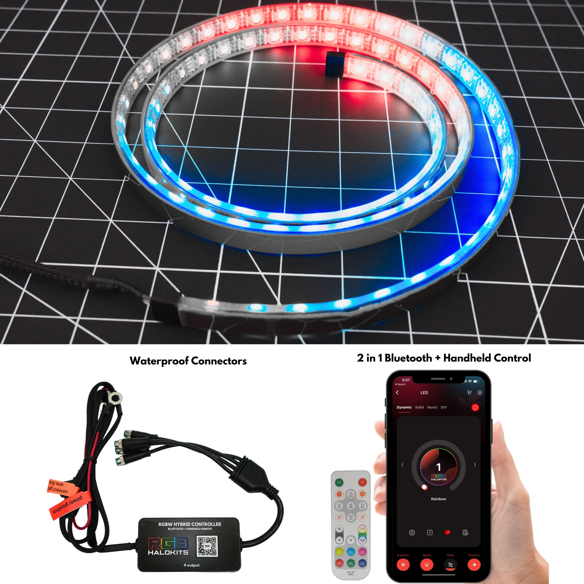 100% Waterproof Flexible LED Strip | IP68 – Custom Multicolor LED Lighting by RGB Halo Kits