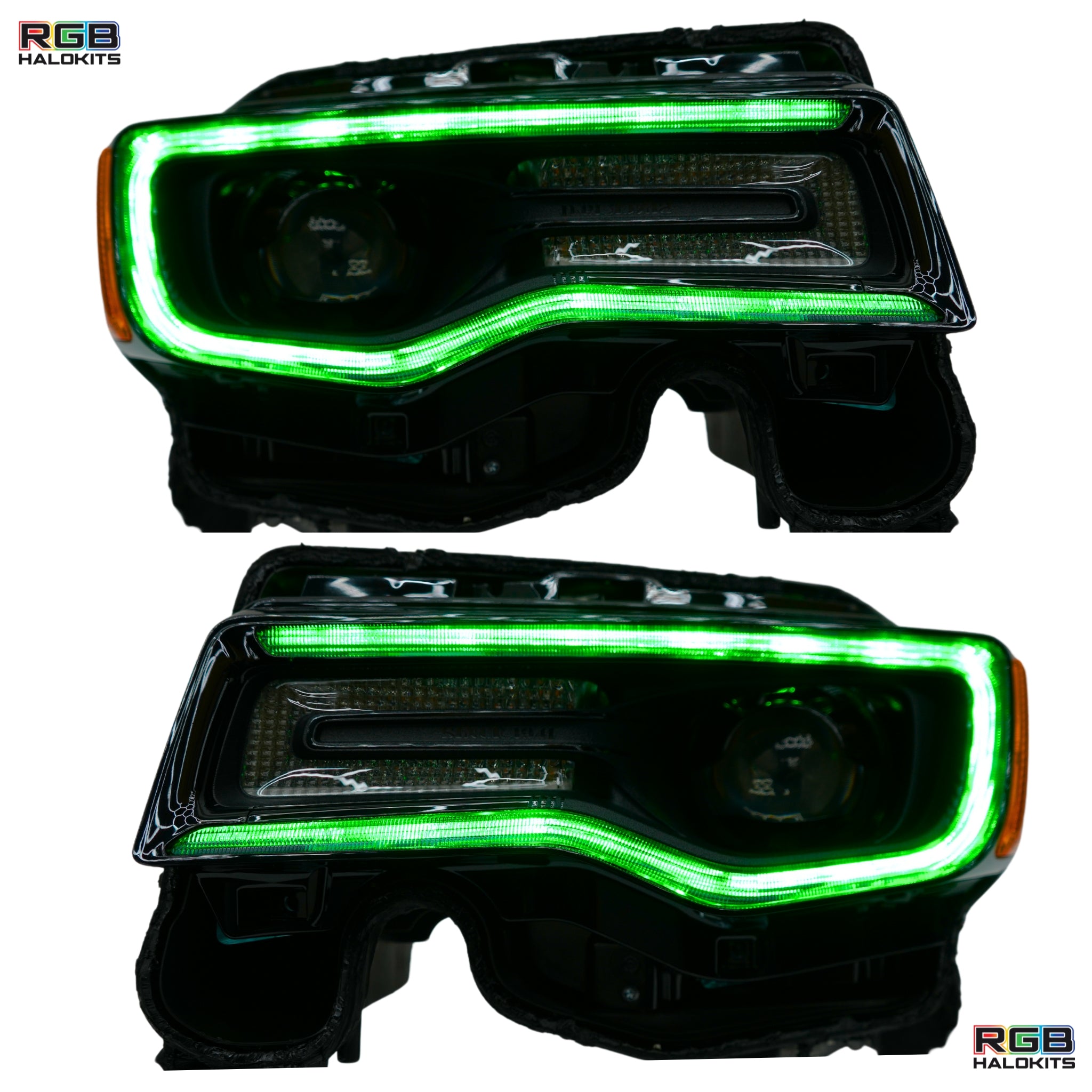 Jeep Grand Cherokee: Multicolor Flow Series Headlights (2014-2021) – Custom Multicolor LED Lighting by RGB Halo Kits