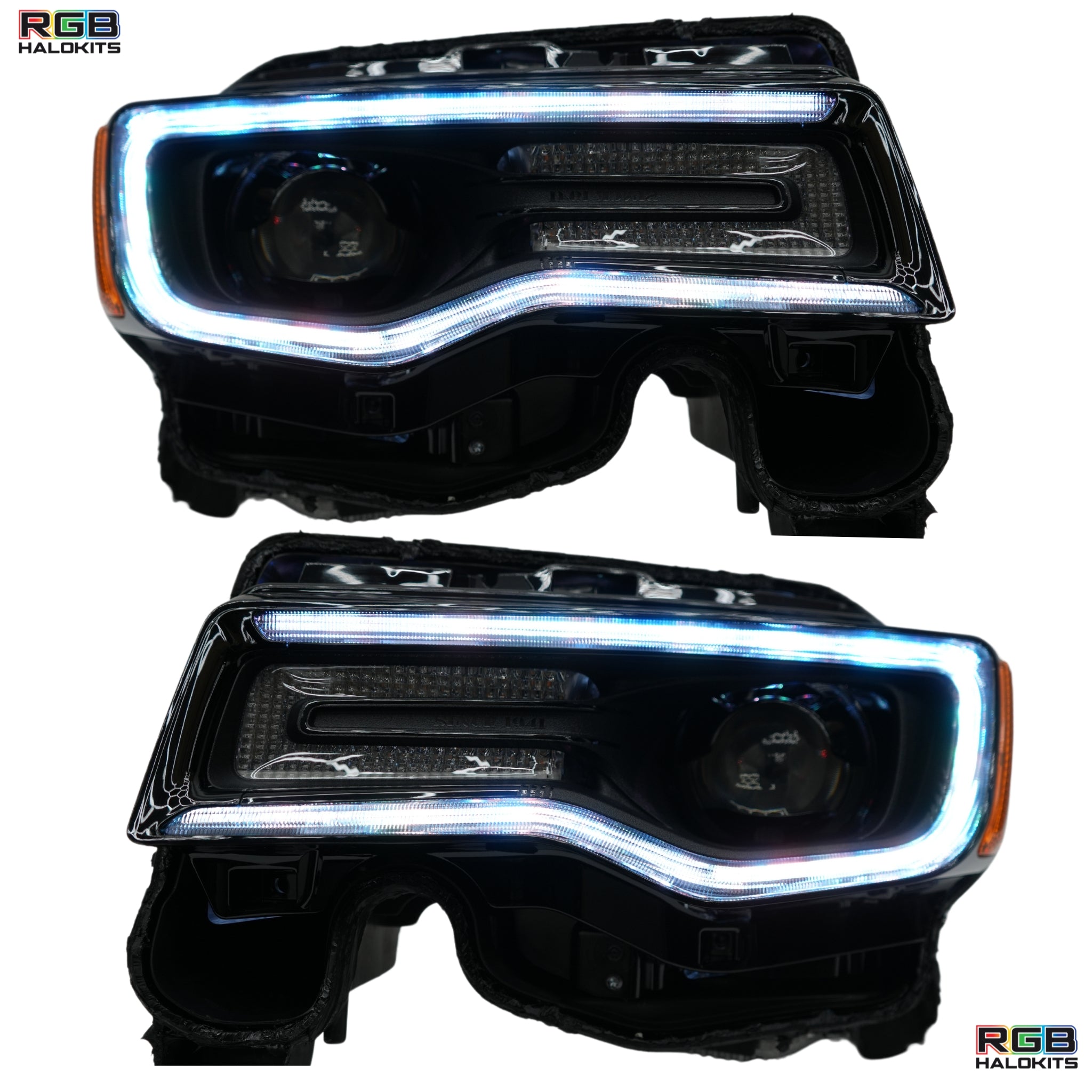 Jeep Grand Cherokee: Multicolor Flow Series Headlights (2014-2021) – Custom Multicolor LED Lighting by RGB Halo Kits