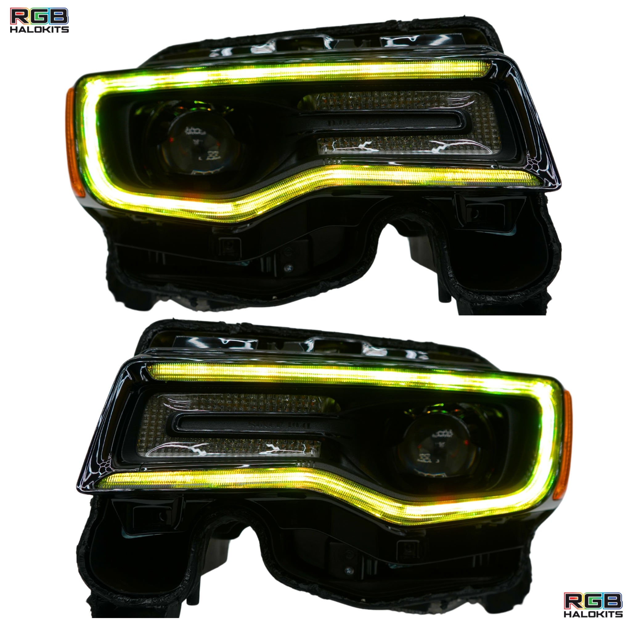 Jeep Grand Cherokee: Multicolor Flow Series Headlights (2014-2021) – Custom Multicolor LED Lighting by RGB Halo Kits