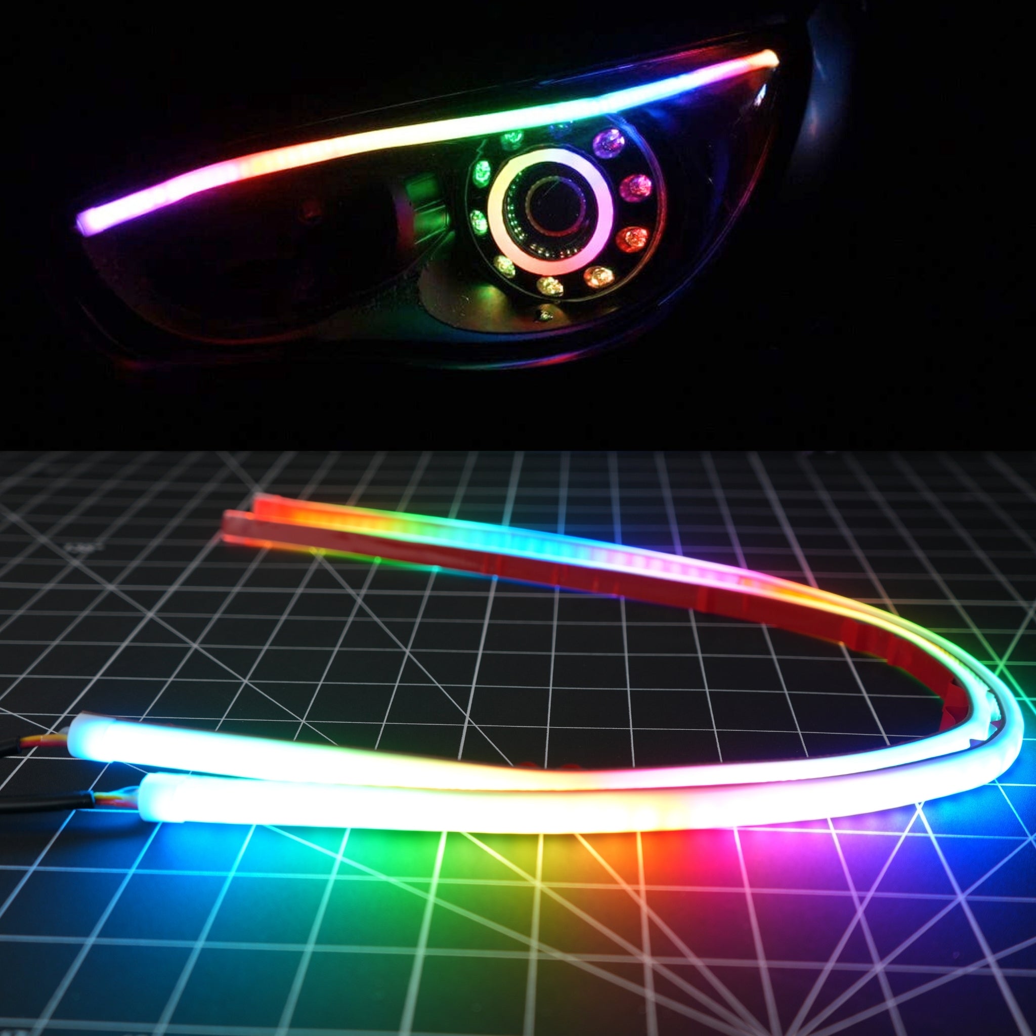 Universal Flexible DRL Tube Diffused Strips | Multicolor – Custom Multicolor LED Lighting by RGB Halo Kits