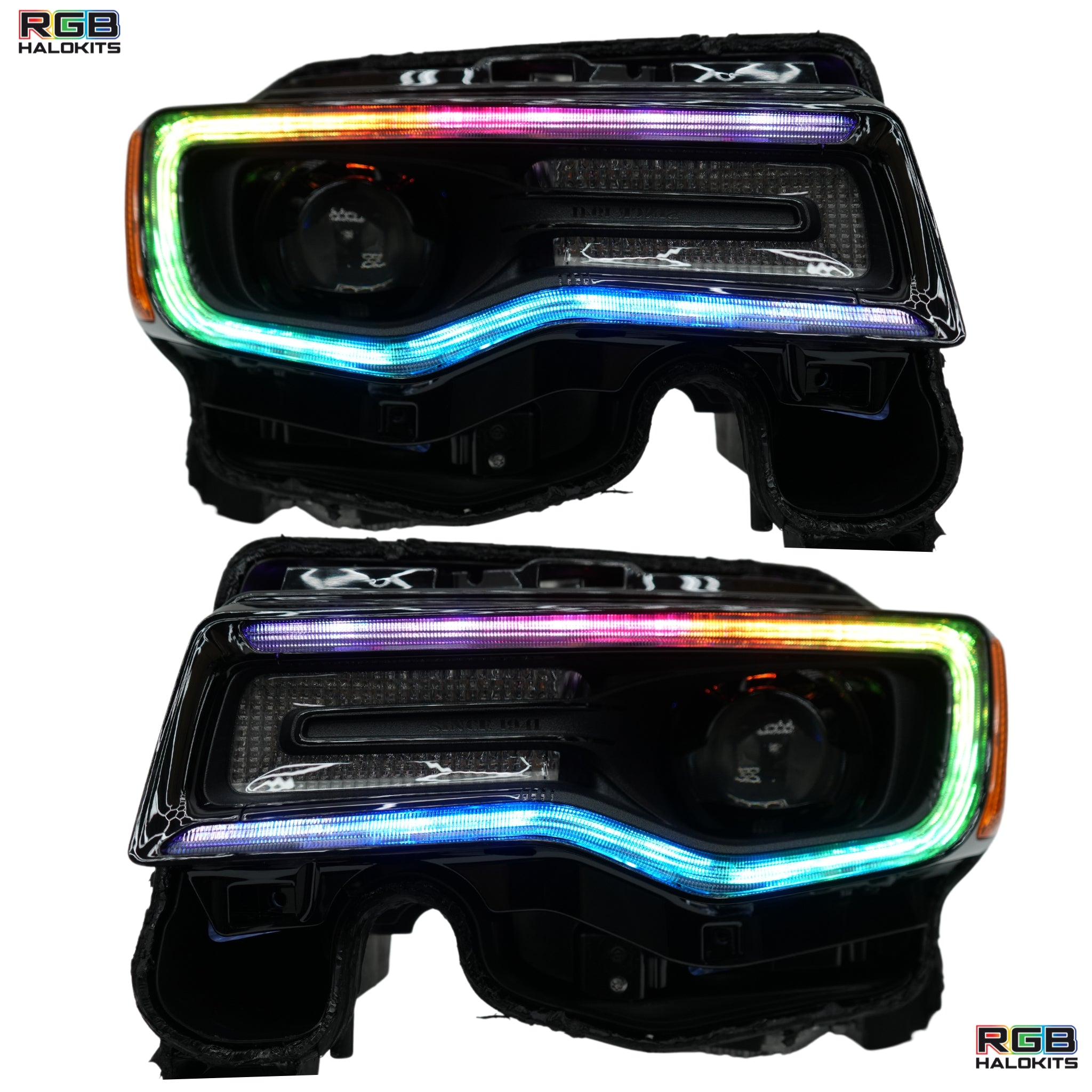 Jeep Grand Cherokee: Multicolor Flow Series Headlights (2014-2021) – Custom Multicolor LED Lighting by RGB Halo Kits