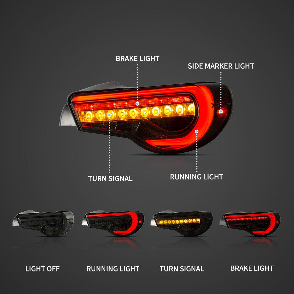12-20 Toyota 86 GT86 13-20 Subaru BRZ 13-20 Scion FR-S Full LED Tail Lights w/ Sequential Indicators Turn - RGB Halo Kits Multicolor Flow Series Color Chasing RGBWA LED headlight kit Oracle Lighting Trendz OneUpLighting Morimoto theretrofitsource AutoLEDTech Diode Dynamics