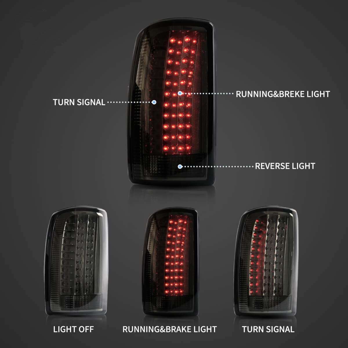 2000-2006 GMC Yukon Chevrolet Tahoe Suburban Taillights - RGB Halo Kits Multicolor Flow Series Color Chasing RGBWA LED headlight kit Oracle Lighting Trendz OneUpLighting Morimoto theretrofitsource AutoLEDTech Diode Dynamics