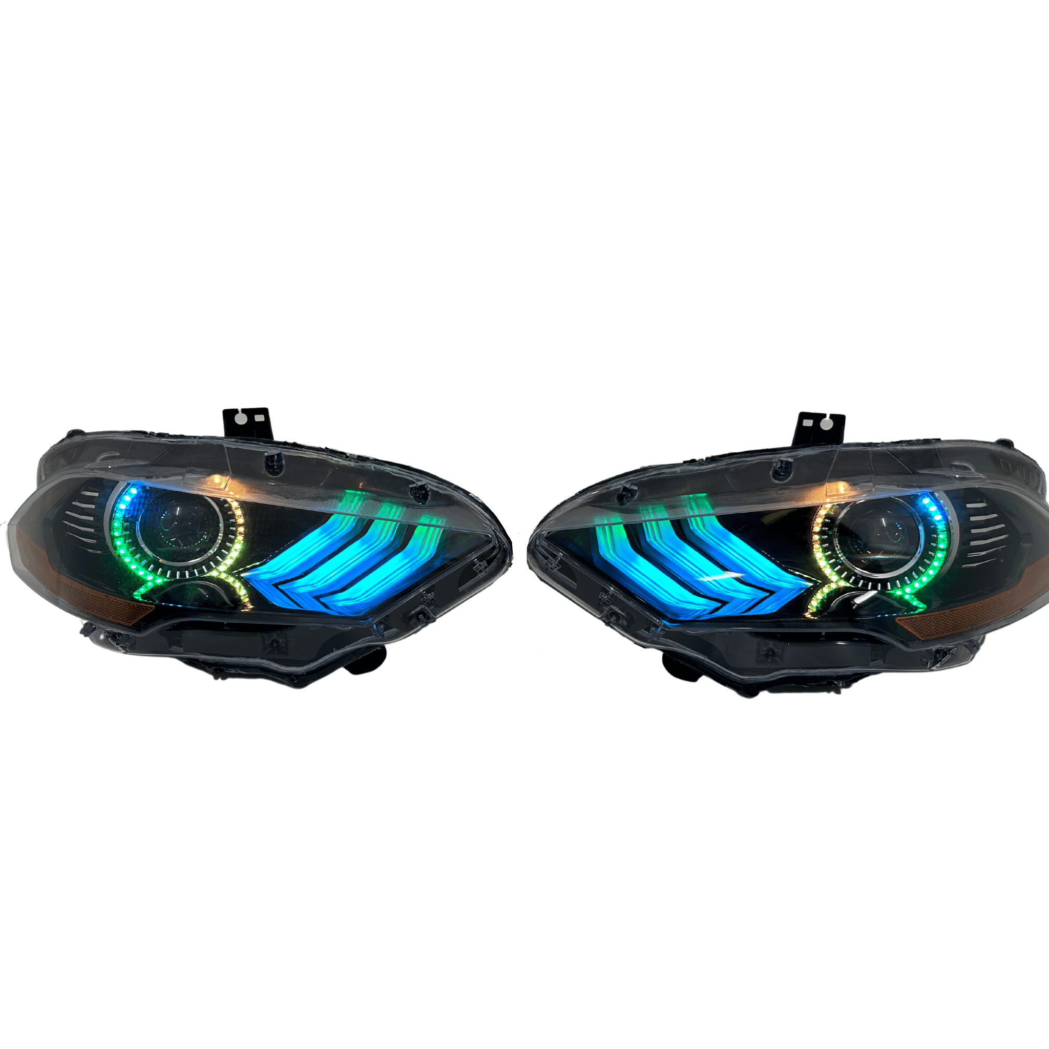 Ford Mustang: Multicolor Flow Series Headlights (2018-2023) – Custom Multicolor LED Lighting by RGB Halo Kits