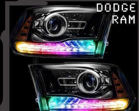 2009-2018 Dodge Ram Multicolor DRL Boards - RGB Halo Kits Multicolor Flow Series Color Chasing RGBWA LED headlight kit Oracle Lighting Trendz OneUpLighting Morimoto theretrofitsource AutoLEDTech Diode Dynamics