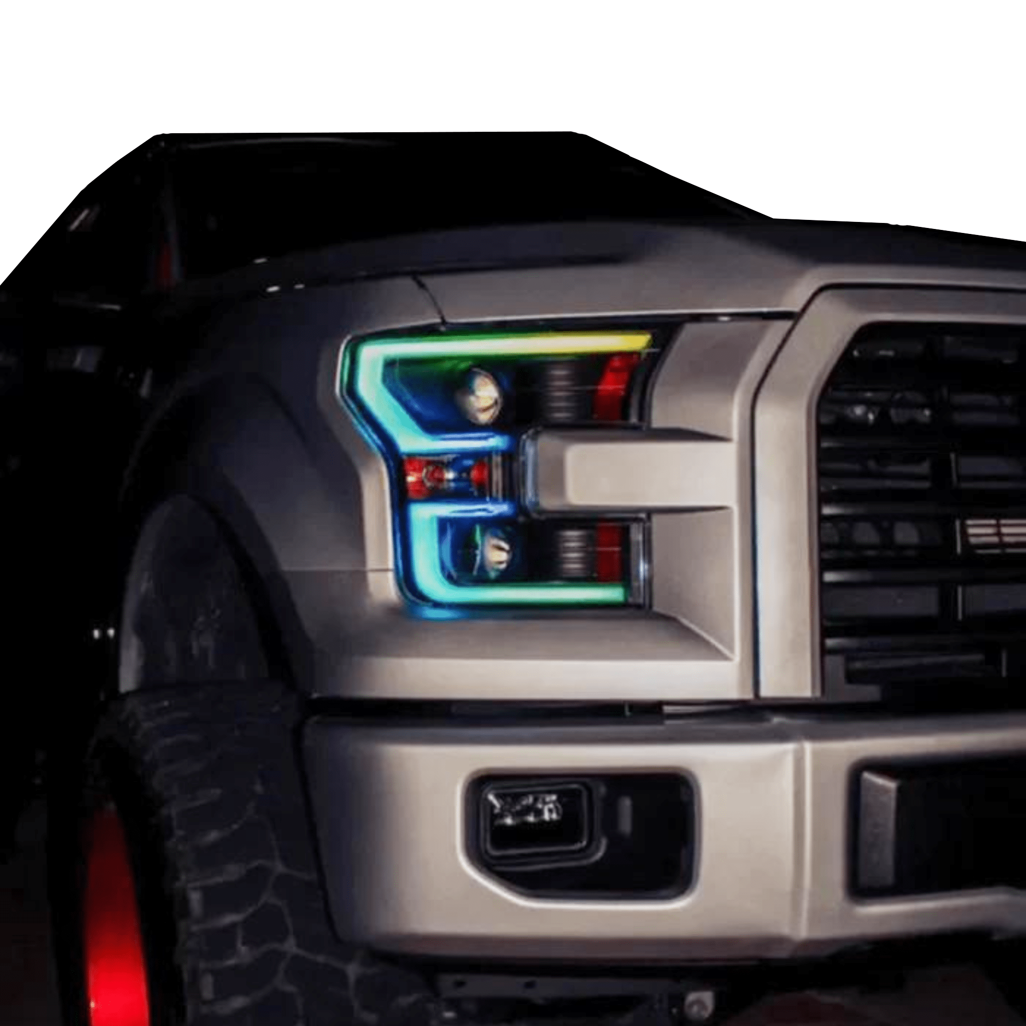 2018-2020 Ford F150 Multicolor DRL Boards - RGB Halo Kits Multicolor Flow Series Color Chasing RGBWA LED headlight kit Oracle Lighting Trendz OneUpLighting Morimoto theretrofitsource AutoLEDTech Diode Dynamics