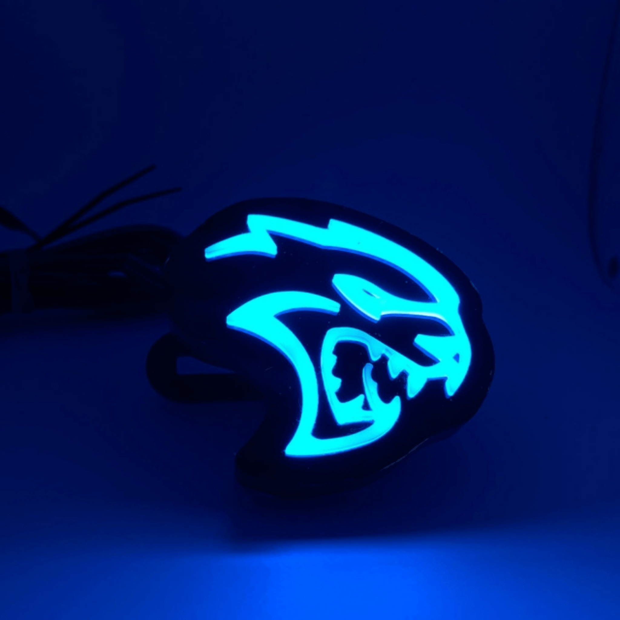 Hellcat Head RGB Illuminated LED Emblem Logo - RGB Halo Kits Multicolor Flow Series Color Chasing RGBWA LED headlight kit Oracle Lighting Trendz OneUpLighting Morimoto theretrofitsource AutoLEDTech Diode Dynamics
