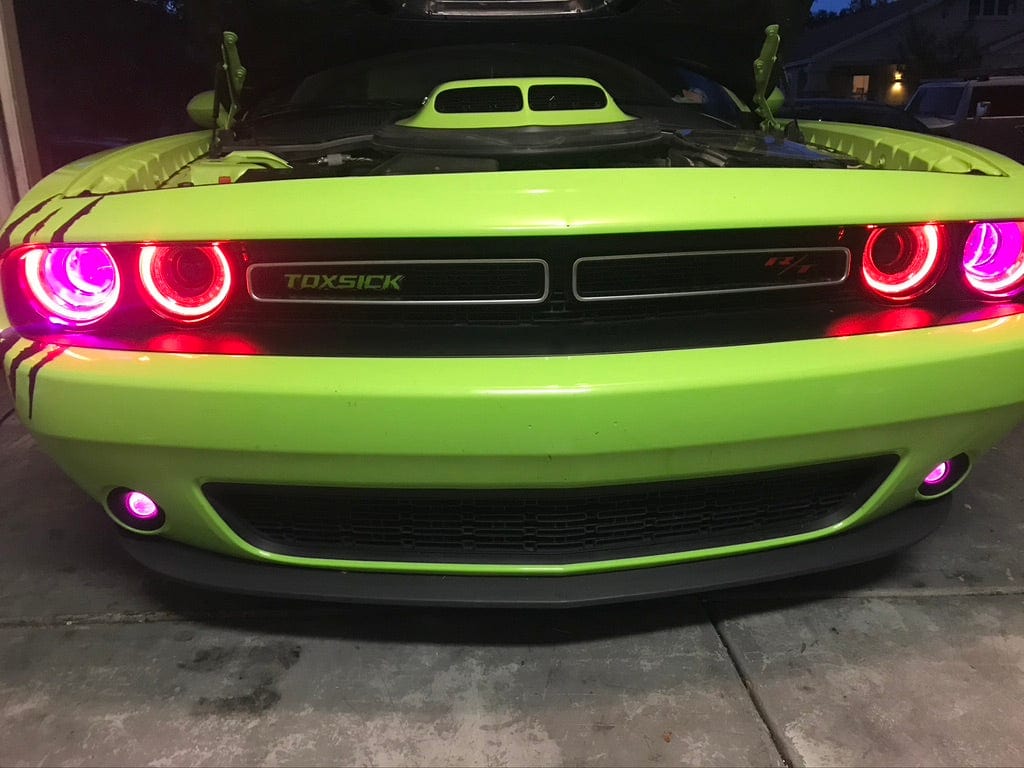 2015-2024 Dodge Challenger RGBW DRL Boards - RGB Halo Kits Multicolor Flow Series Color Chasing RGBWA LED headlight kit Oracle Lighting Trendz OneUpLighting Morimoto theretrofitsource AutoLEDTech Diode Dynamics