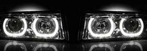 2002-2006 Chevrolet Avalanche Multicolor Halo Kit - RGB Halo Kits Multicolor Flow Series Color Chasing RGBWA LED headlight kit Colorshift Oracle Lighting Trendz OneUpLighting Morimoto theretrofitsource AutoLEDTech Diode Dynamics