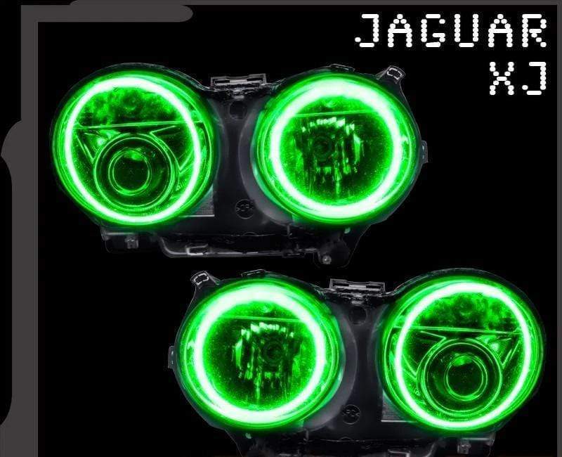 2003-2009 Jaguar XJ (X350) Multicolor Halo Kit - RGB Halo Kits Multicolor Flow Series Color Chasing RGBWA LED headlight kit Colorshift Oracle Lighting Trendz OneUpLighting Morimoto theretrofitsource AutoLEDTech Diode Dynamics