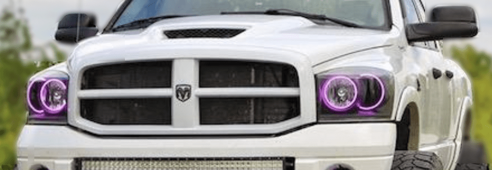 2006-2008 Dodge Ram Multicolor Halo Kit - RGB Halo Kits Multicolor Flow Series Color Chasing RGBWA LED headlight kit Oracle Lighting Trendz OneUpLighting Morimoto theretrofitsource AutoLEDTech Diode Dynamics