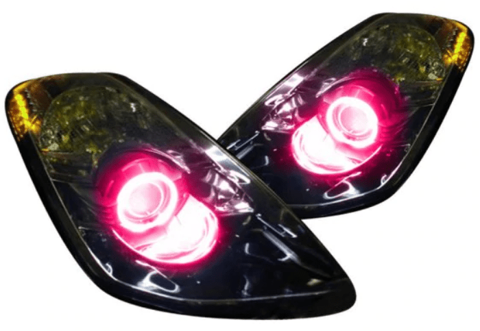 2006-2011 Nissan 350Z Multicolor Halo Kit - RGB Halo Kits Multicolor Flow Series Color Chasing RGBWA LED headlight kit Oracle Lighting Trendz OneUpLighting Morimoto theretrofitsource AutoLEDTech Diode Dynamics