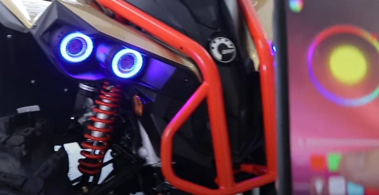 2007-2019 Can-Am Renegade Headlight Multicolor Halo Kit - RGB Halo Kits Multicolor Flow Series Color Chasing RGBWA LED headlight kit Colorshift Oracle Lighting Trendz OneUpLighting Morimoto theretrofitsource AutoLEDTech Diode Dynamics