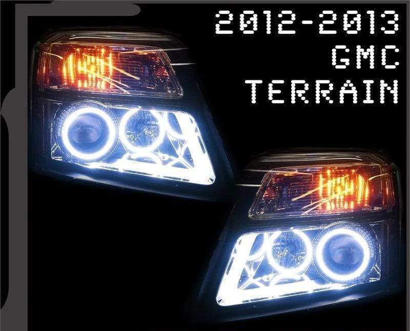 2012-2013 GMC Terrain Multicolor Halo Kit - RGB Halo Kits Multicolor Flow Series Color Chasing RGBWA LED headlight kit Colorshift Oracle Lighting Trendz OneUpLighting Morimoto theretrofitsource AutoLEDTech Diode Dynamics