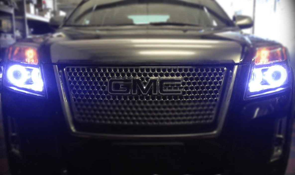 2012-2013 GMC Terrain Multicolor Halo Kit - RGB Halo Kits Multicolor Flow Series Color Chasing RGBWA LED headlight kit Colorshift Oracle Lighting Trendz OneUpLighting Morimoto theretrofitsource AutoLEDTech Diode Dynamics