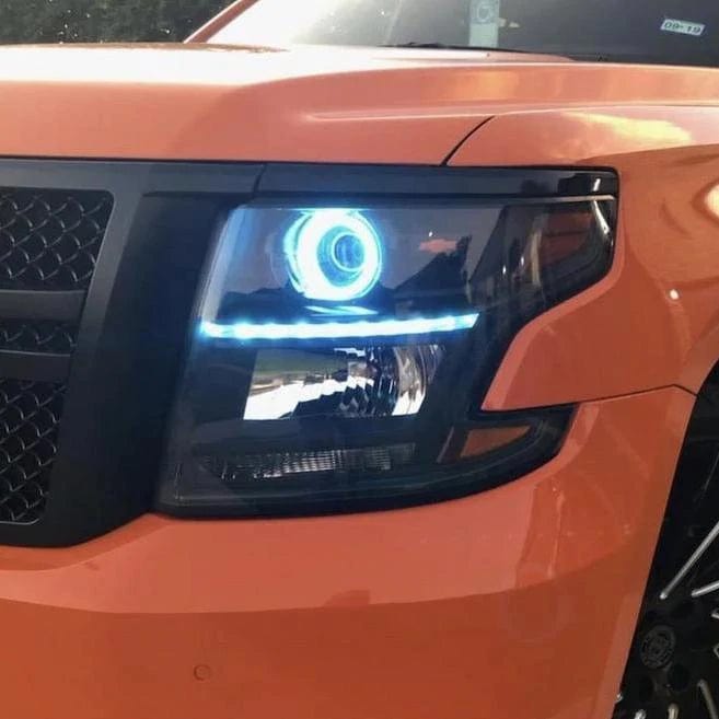 2015-2018 Chevy Suburban Multicolor Halo Kit - RGB Halo Kits Multicolor Flow Series Color Chasing RGBWA LED headlight kit Oracle Lighting Trendz OneUpLighting Morimoto theretrofitsource AutoLEDTech Diode Dynamics