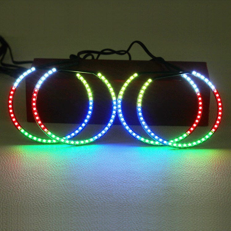 2015-2024 Dodge Challenger Multicolor Halo Kit - RGB Halo Kits Multicolor Flow Series Color Chasing RGBWA LED headlight kit Oracle Lighting Trendz OneUpLighting Morimoto theretrofitsource AutoLEDTech Diode Dynamics
