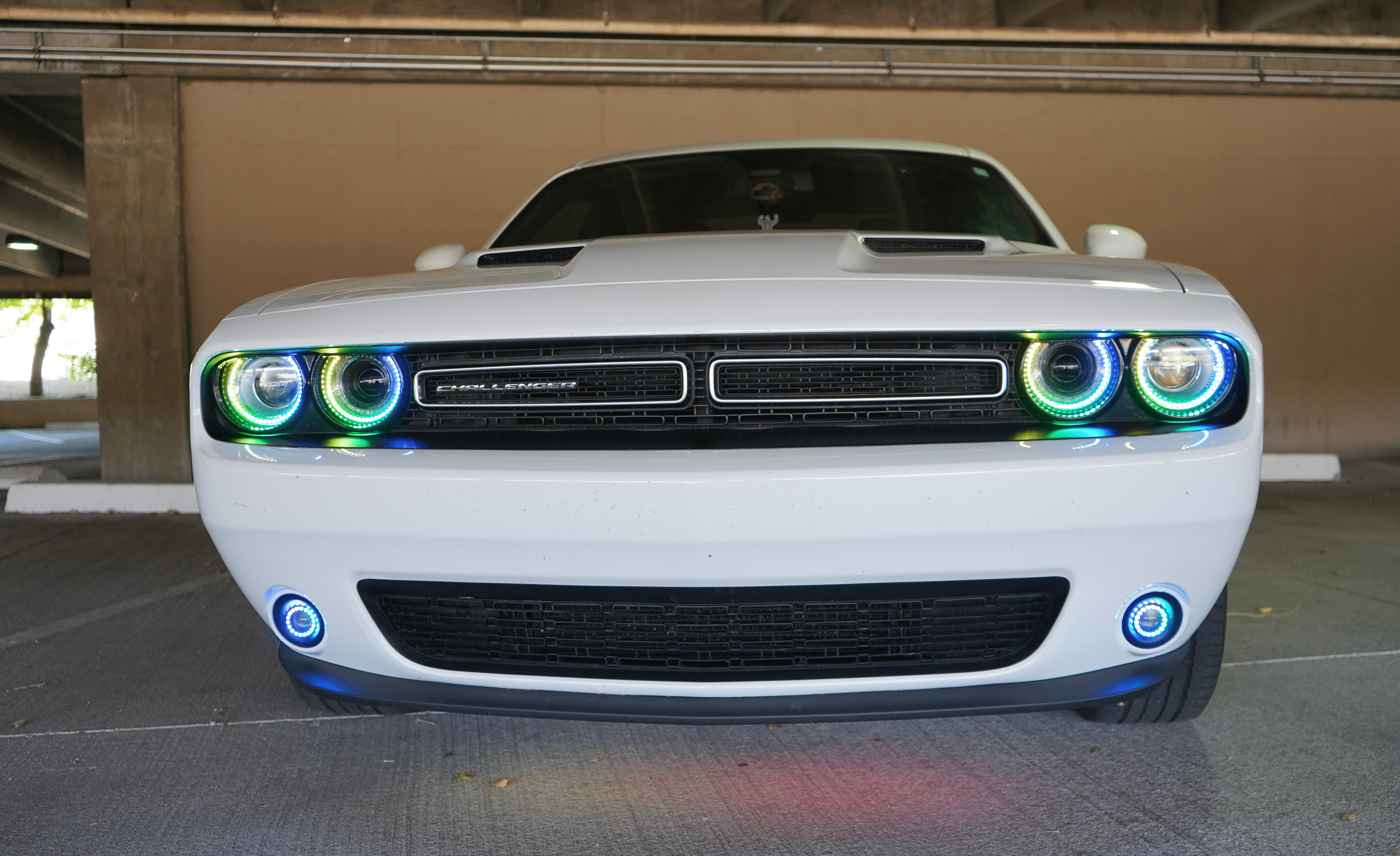2015-2024 Dodge Challenger Multicolor Halo Kit - RGB Halo Kits Multicolor Flow Series Color Chasing RGBWA LED headlight kit Oracle Lighting Trendz OneUpLighting Morimoto theretrofitsource AutoLEDTech Diode Dynamics