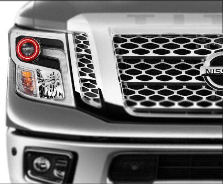 2016-2017 Nissan Titan Multicolor Halo Kit - RGB Halo Kits Multicolor Flow Series Color Chasing RGBWA LED headlight kit Oracle Lighting Trendz OneUpLighting Morimoto theretrofitsource AutoLEDTech Diode Dynamics