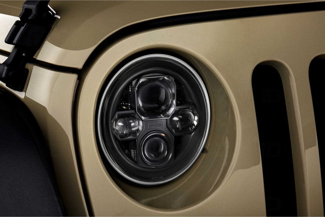 JEEP WRANGLER (JK): SEALED7 HEADLIGHTS - RGB Halo Kits Multicolor Flow Series Color Chasing RGBWA LED headlight kit Oracle Lighting Trendz OneUpLighting Morimoto theretrofitsource AutoLEDTech Diode Dynamics