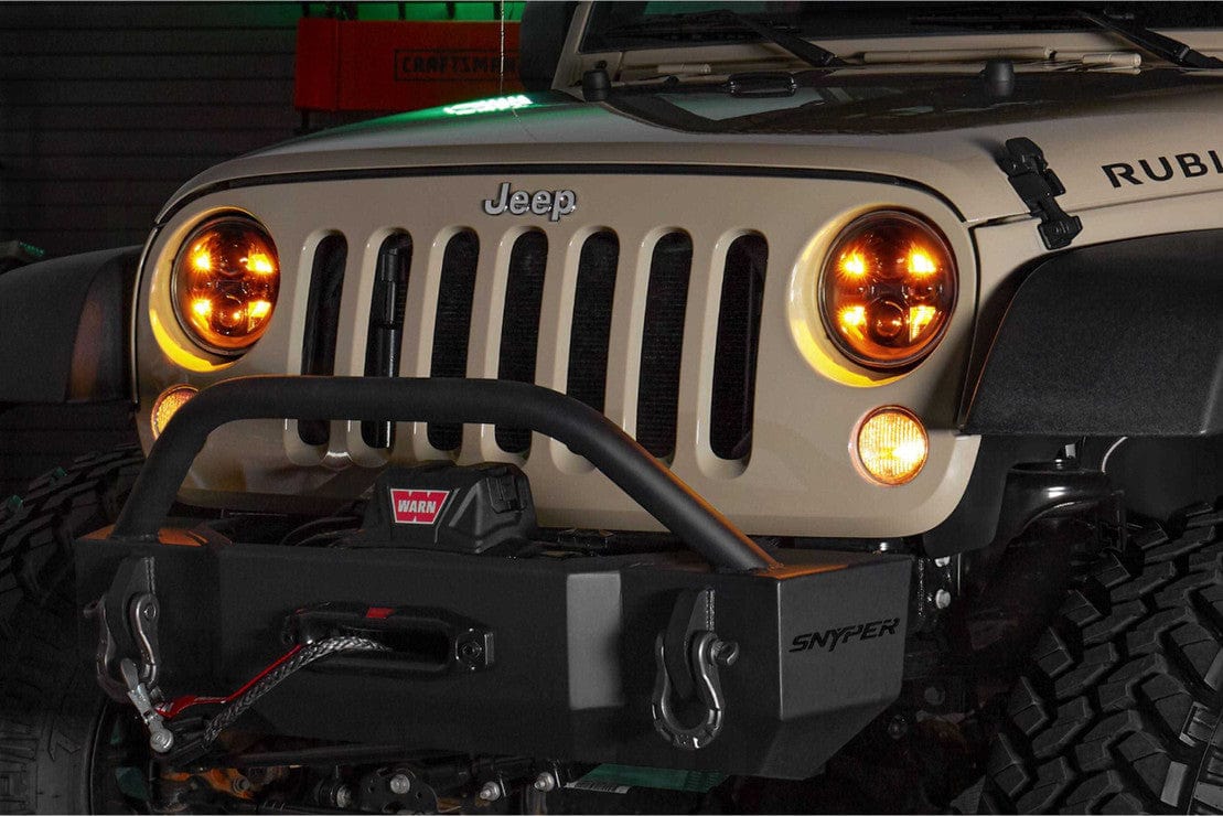 JEEP WRANGLER (JK): SEALED7 HEADLIGHTS - RGB Halo Kits Multicolor Flow Series Color Chasing RGBWA LED headlight kit Oracle Lighting Trendz OneUpLighting Morimoto theretrofitsource AutoLEDTech Diode Dynamics