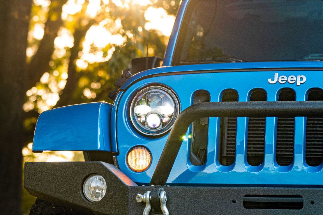 JEEP WRANGLER (JK): SEALED7 HEADLIGHTS - RGB Halo Kits Multicolor Flow Series Color Chasing RGBWA LED headlight kit Oracle Lighting Trendz OneUpLighting Morimoto theretrofitsource AutoLEDTech Diode Dynamics