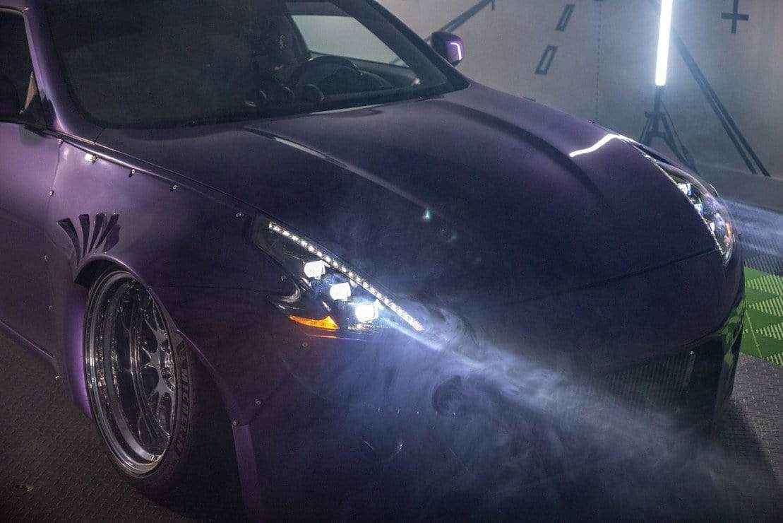 NISSAN 370Z: XB LED HEADLIGHTS - RGB Halo Kits Multicolor Flow Series Color Chasing RGBWA LED headlight kit Oracle Lighting Trendz OneUpLighting Morimoto theretrofitsource AutoLEDTech Diode Dynamics