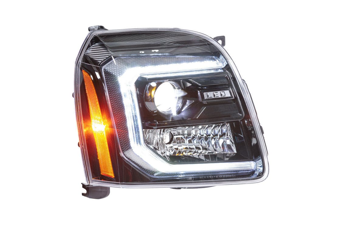 GMC YUKON (07-14): XB HYBRID LED HEADLIGHTS - RGB Halo Kits Multicolor Flow Series Color Chasing RGBWA LED headlight kit Oracle Lighting Trendz OneUpLighting Morimoto theretrofitsource AutoLEDTech Diode Dynamics