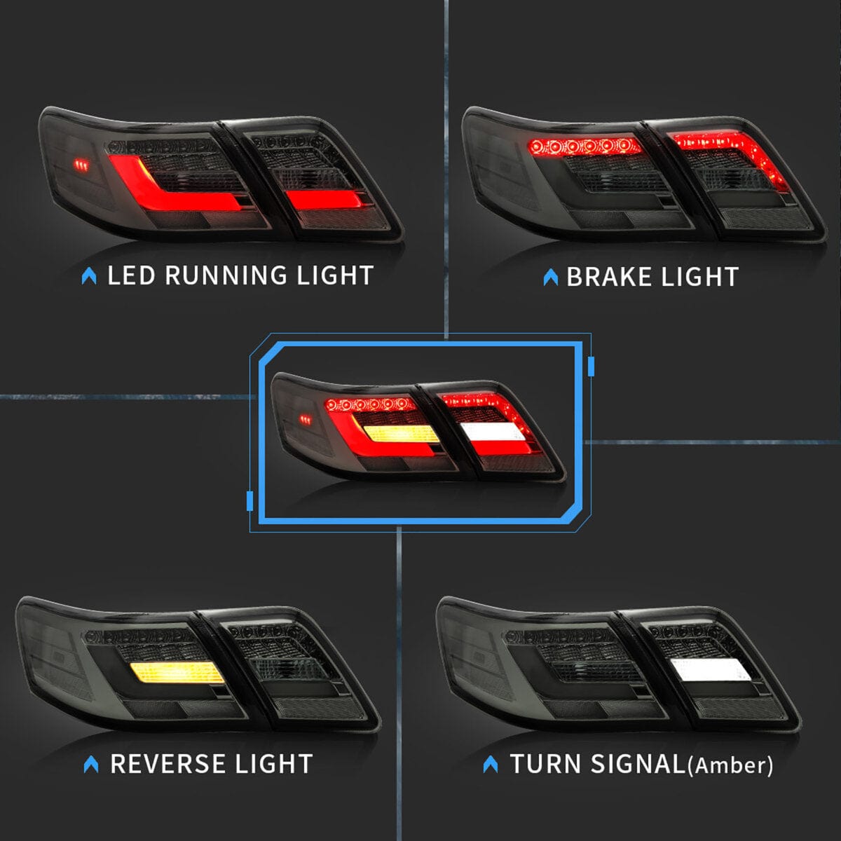 2006-2011 TOYOTA CAMRY Tail Lights - RGB Halo Kits Multicolor Flow Series Color Chasing RGBWA LED headlight kit Oracle Lighting Trendz OneUpLighting Morimoto theretrofitsource AutoLEDTech Diode Dynamics
