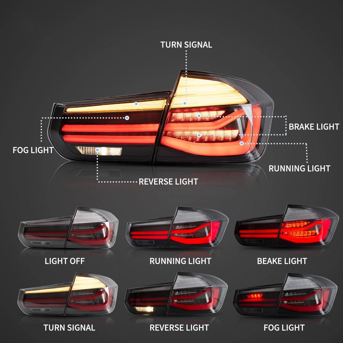 2012-2019 BMW 3 SERIES Tail Lights - RGB Halo Kits Multicolor Flow Series Color Chasing RGBWA LED headlight kit Oracle Lighting Trendz OneUpLighting Morimoto theretrofitsource AutoLEDTech Diode Dynamics