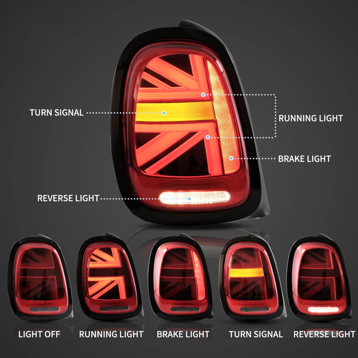 2014-2019 BMW Mini F-Series (F55/F56/F57) Tail lights - RGB Halo Kits Multicolor Flow Series Color Chasing RGBWA LED headlight kit Oracle Lighting Trendz OneUpLighting Morimoto theretrofitsource AutoLEDTech Diode Dynamics