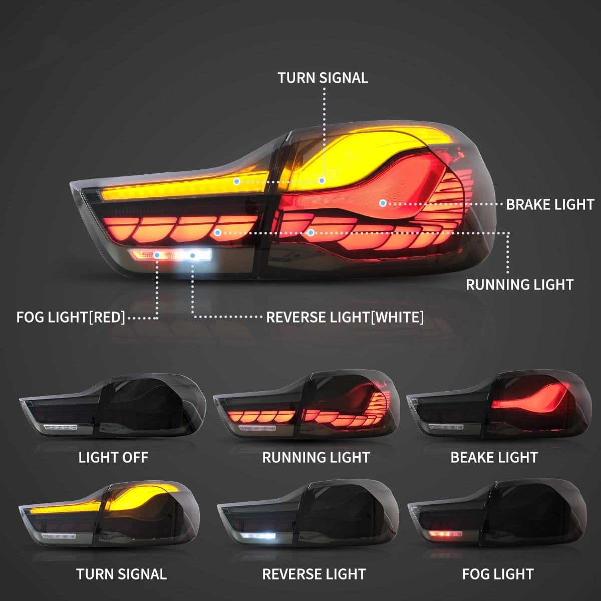 2014-2020 BMW 4 SERIES M4 SEDAN F32 F33 Tail lights With Dynamic Welcome Lighting - RGB Halo Kits Multicolor Flow Series Color Chasing RGBWA LED headlight kit Oracle Lighting Trendz OneUpLighting Morimoto theretrofitsource AutoLEDTech Diode Dynamics