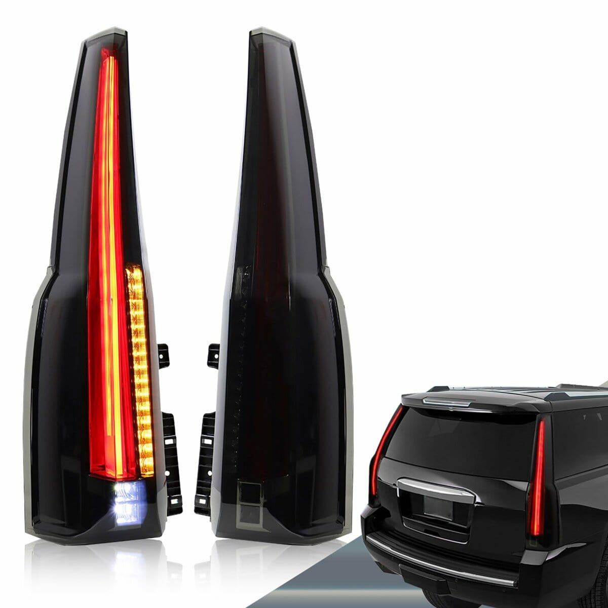 2015-2020 GMC Yukon Tail Lights with Sequential Turn Signal - RGB Halo Kits Multicolor Flow Series Color Chasing RGBWA LED headlight kit Oracle Lighting Trendz OneUpLighting Morimoto theretrofitsource AutoLEDTech Diode Dynamics
