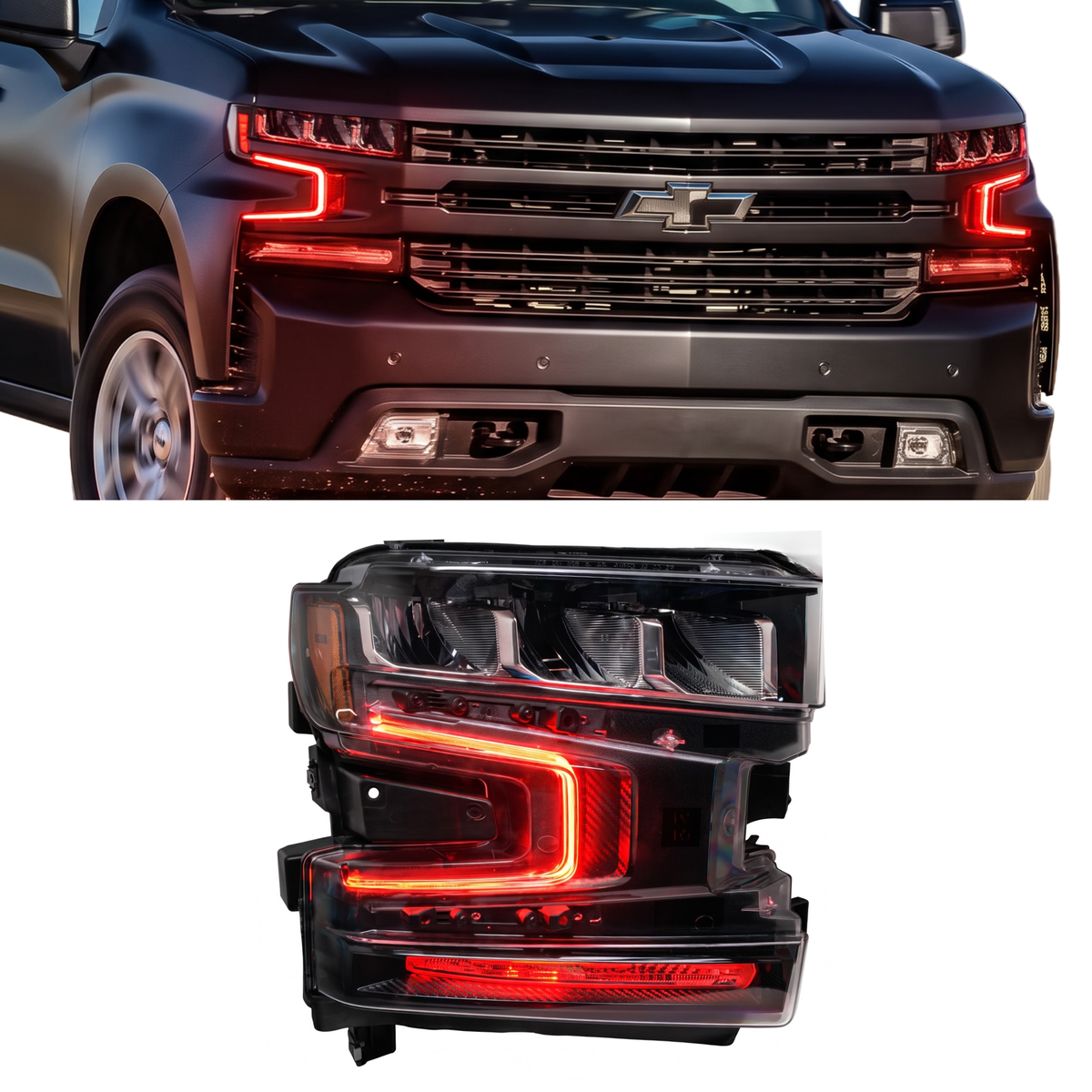Chevrolet Silverado 1500 RGBW DRL Boards (2019-2022) — lighting shown installed
