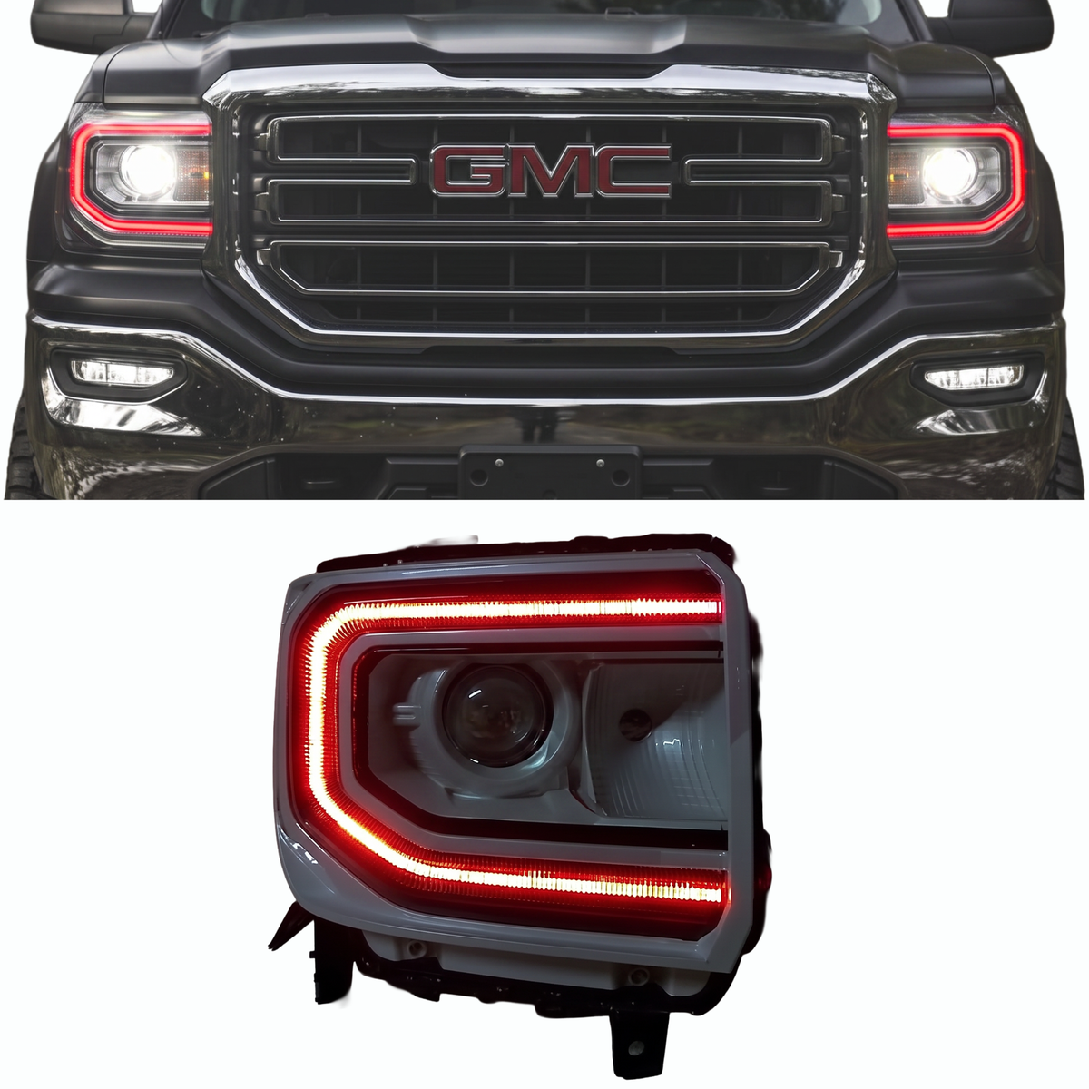GMC Sierra 1500 Multicolor DRL Boards (2016-2018) — lighting shown installed