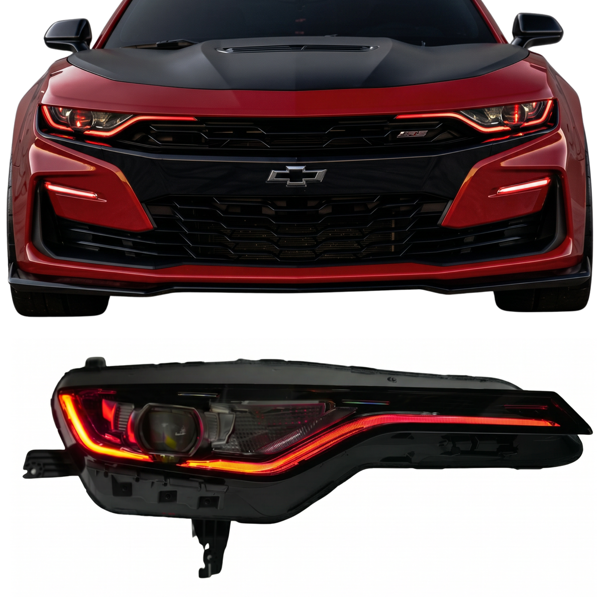 Chevrolet Camaro RS/SS RGBWA DRL Boards (2019-2024) — lighting shown installed