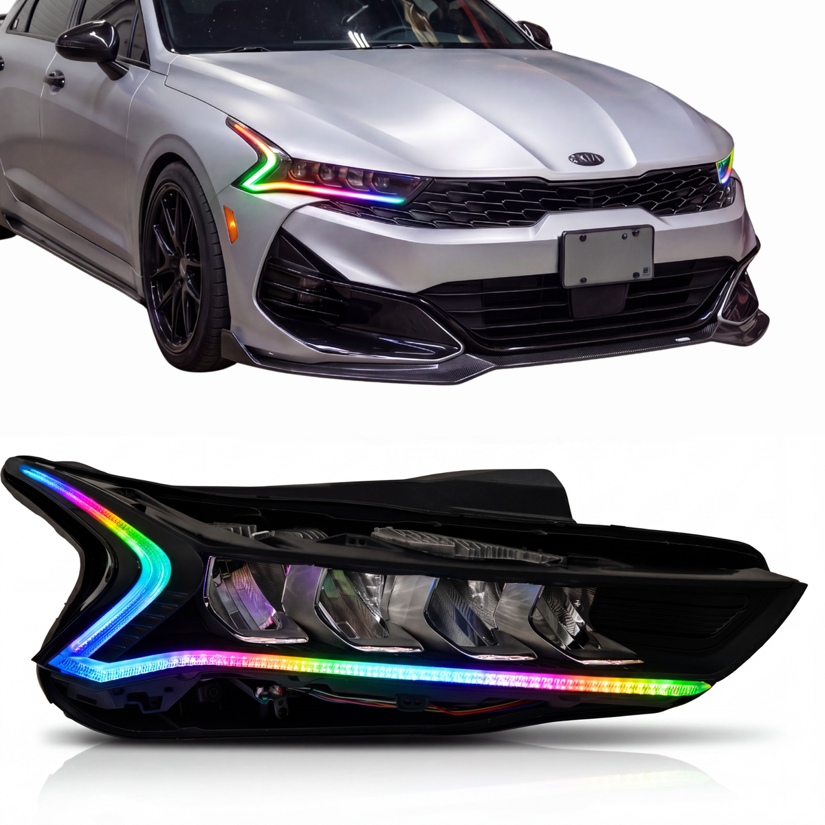 Kia K5 Multicolor Flow DRL Boards (2021-2024) — lighting shown installed
