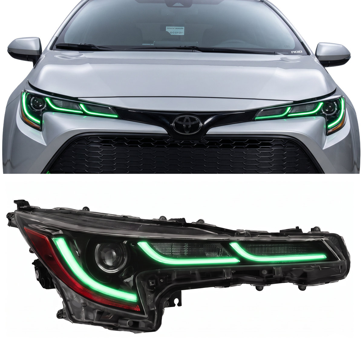 Toyota Corolla RGBW DRL Boards (2019-2022) — lighting shown installed