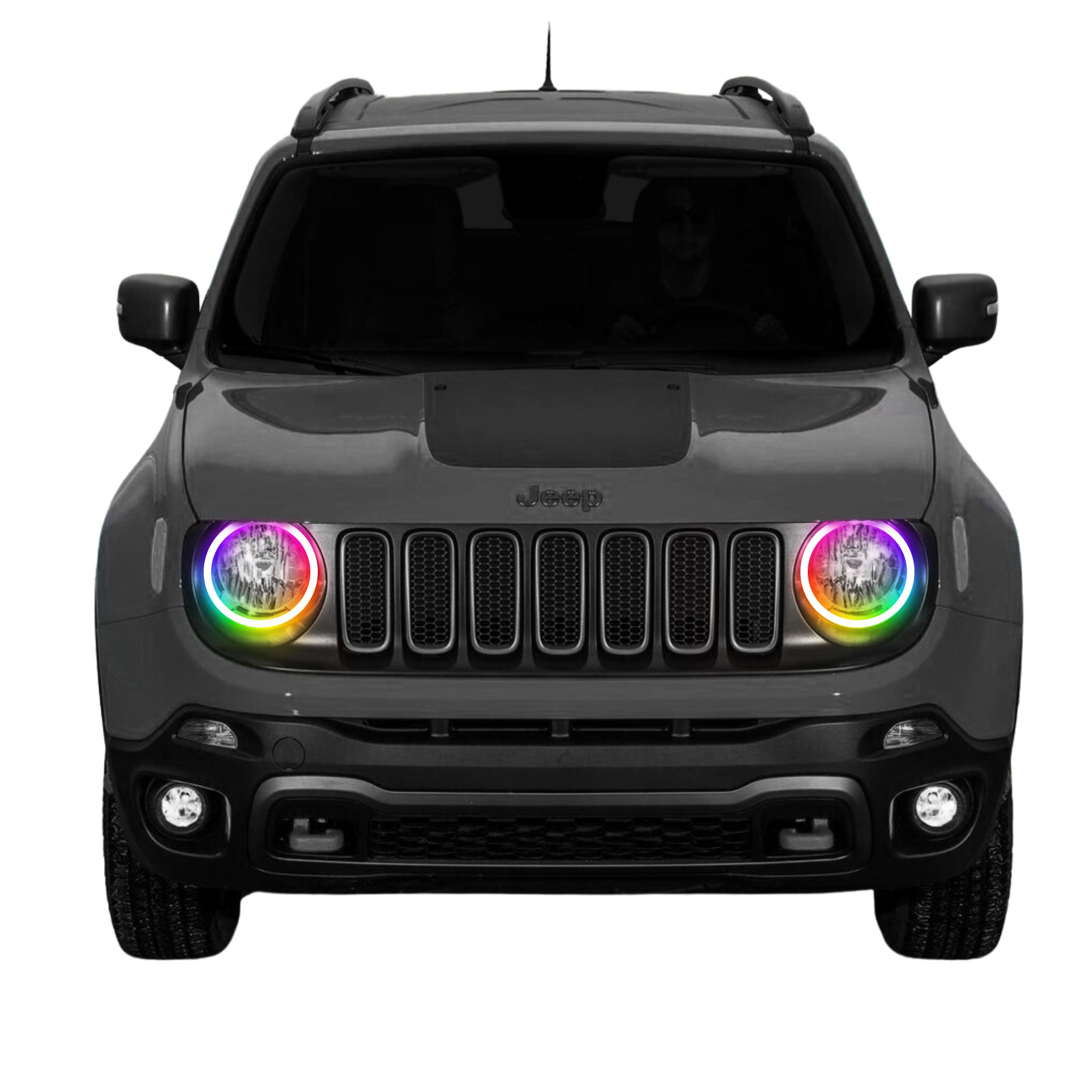 2015-2022 Jeep Renegade Multicolor Halo Kit - RGB Halo Kits Multicolor Flow Series Color Chasing RGBWA LED headlight kit Oracle Lighting Trendz OneUpLighting Morimoto theretrofitsource AutoLEDTech Diode Dynamics