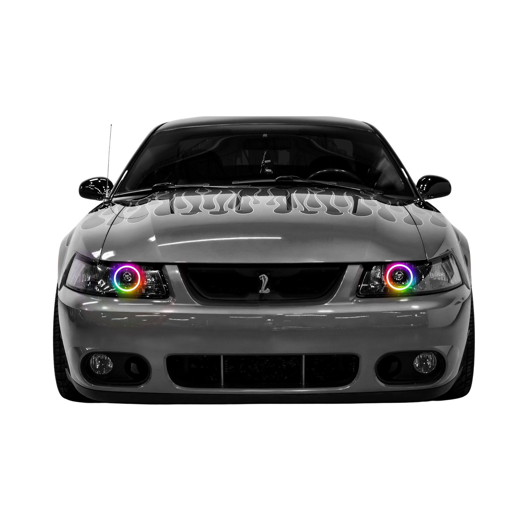 1994-2004 Ford Mustang Multicolor Halo Kit - RGB Halo Kits Multicolor Flow Series Color Chasing RGBWA LED headlight kit Colorshift Oracle Lighting Trendz OneUpLighting Morimoto theretrofitsource AutoLEDTech Diode Dynamics