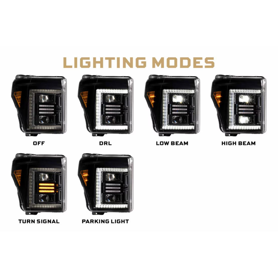 FORD SUPER DUTY (11-16): XB HYBRID LED HEADLIGHTS – Custom Multicolor LED Lighting by RGB Halo Kits