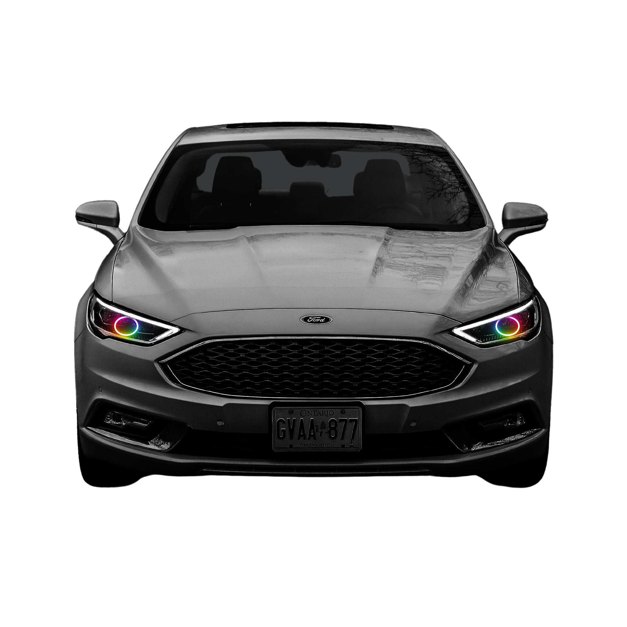 2012-2017 Ford Fusion Multicolor Halo Kit - RGB Halo Kits Multicolor Flow Series Color Chasing RGBWA LED headlight kit Oracle Lighting Trendz OneUpLighting Morimoto theretrofitsource AutoLEDTech Diode Dynamics
