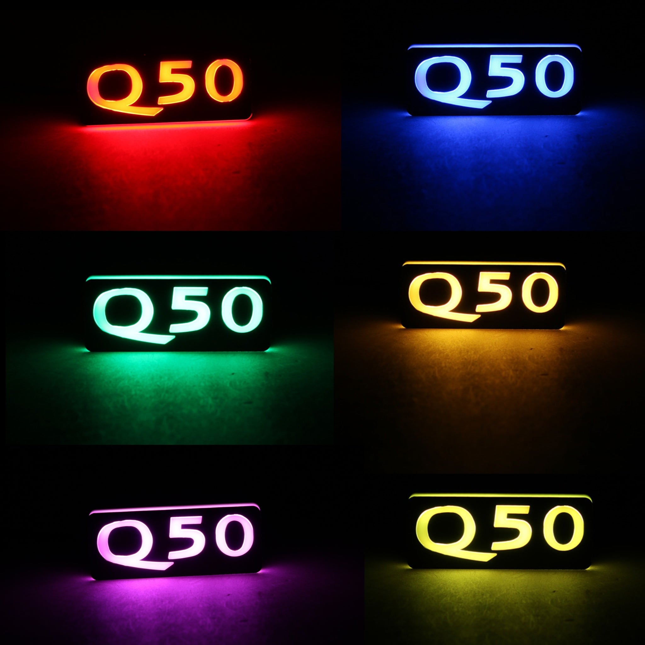 Infiniti Q50 LED Emblem Badge: Multicolor (2014-2024)