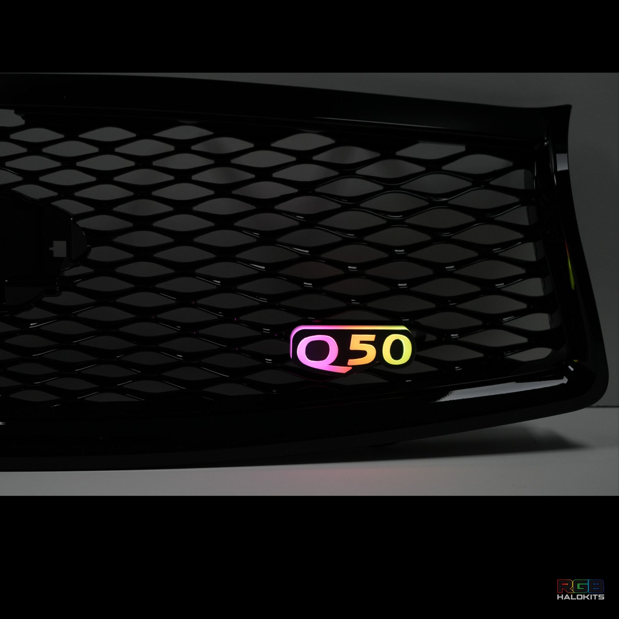 Q50 LED Emblem Badge: Multicolor Flow